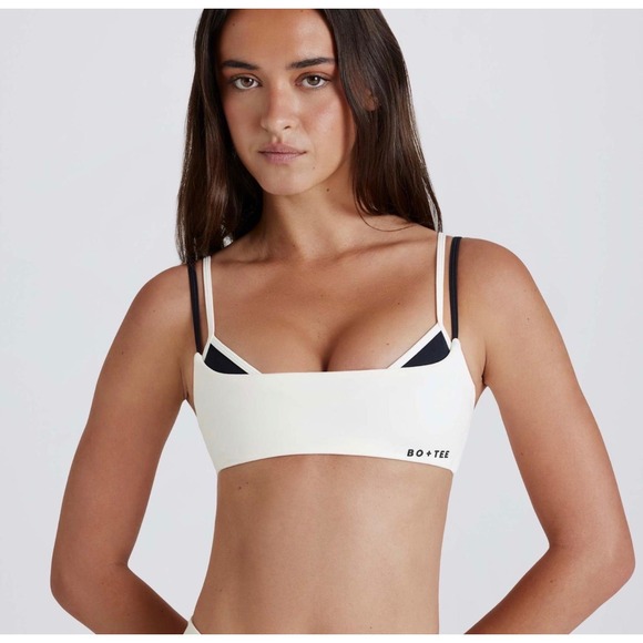 Bo+Tee Other - Bo+Tee Women's Soft Active Twist-Back Layered Sports Bra Ivory Size Small – NWT